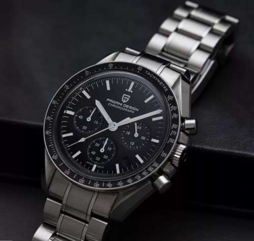 In Stock**PURE LUXURY!!-Pagani Iconic Moonwatch Seiko Meccaquartz VK63 Chronograph mvt Gents Watch