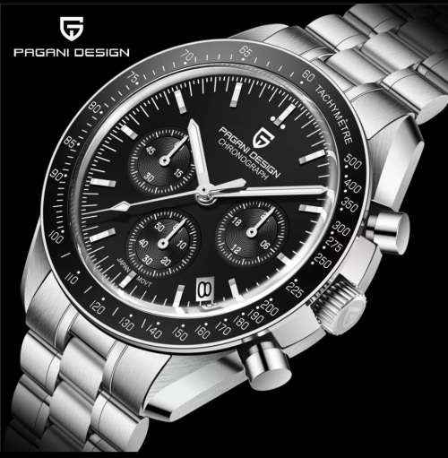 In Stock**PURE LUXURY!!-Pagani Iconic Moonwatch Seiko Meccaquartz VK63 Chronograph mvt Gents Watch