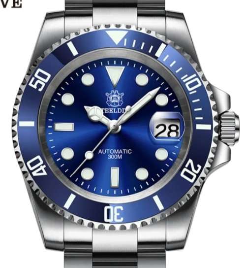 STEELDIVE 300M SUBMARINER DIVER NH35A MVT 24 JEWELS!