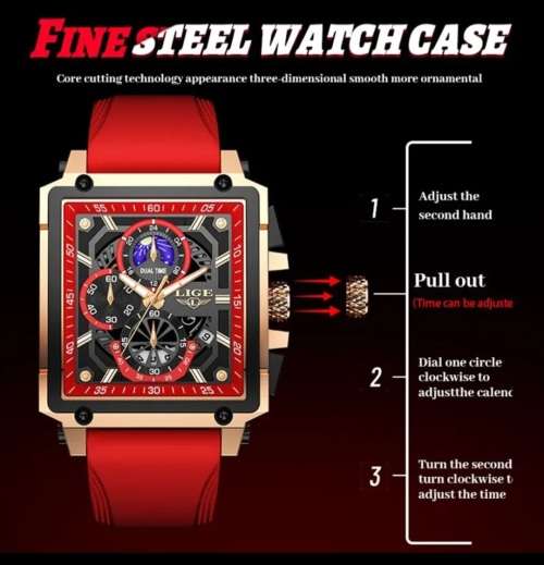 Breathtaking!! Lige Ferrari Red Street Sport Chronograph Gents watch!!