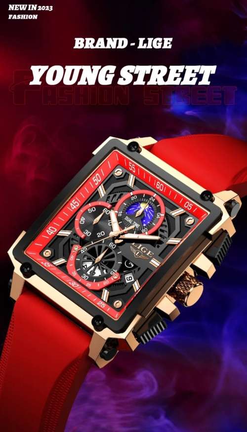 Breathtaking!! Lige Ferrari Red Street Sport Chronograph Gents watch!!