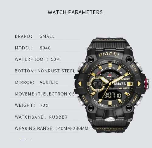 Smael Beast Dual timeview Sportwatch !!
