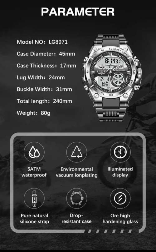 BREATHTAKING!! LIGE GENTS SPORTWATCH NEW IN BOX