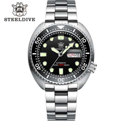 CRAZY DEAL!!-STEELDIVE SD-1972 TURTLE DAY DATE DIVER SEIKO NH36A MVT 24 JEWELS !