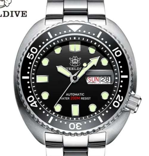 CRAZY DEAL!!-STEELDIVE SD-1972 TURTLE DAY DATE DIVER SEIKO NH36A MVT 24 JEWELS !