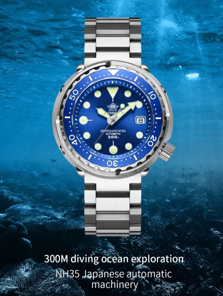 WOW!!-300M DEAPSEA HUNTER ADDIESDIVE DIVERS AUTOMATIC- NH35A MVT + ORIGINAL BOX!!