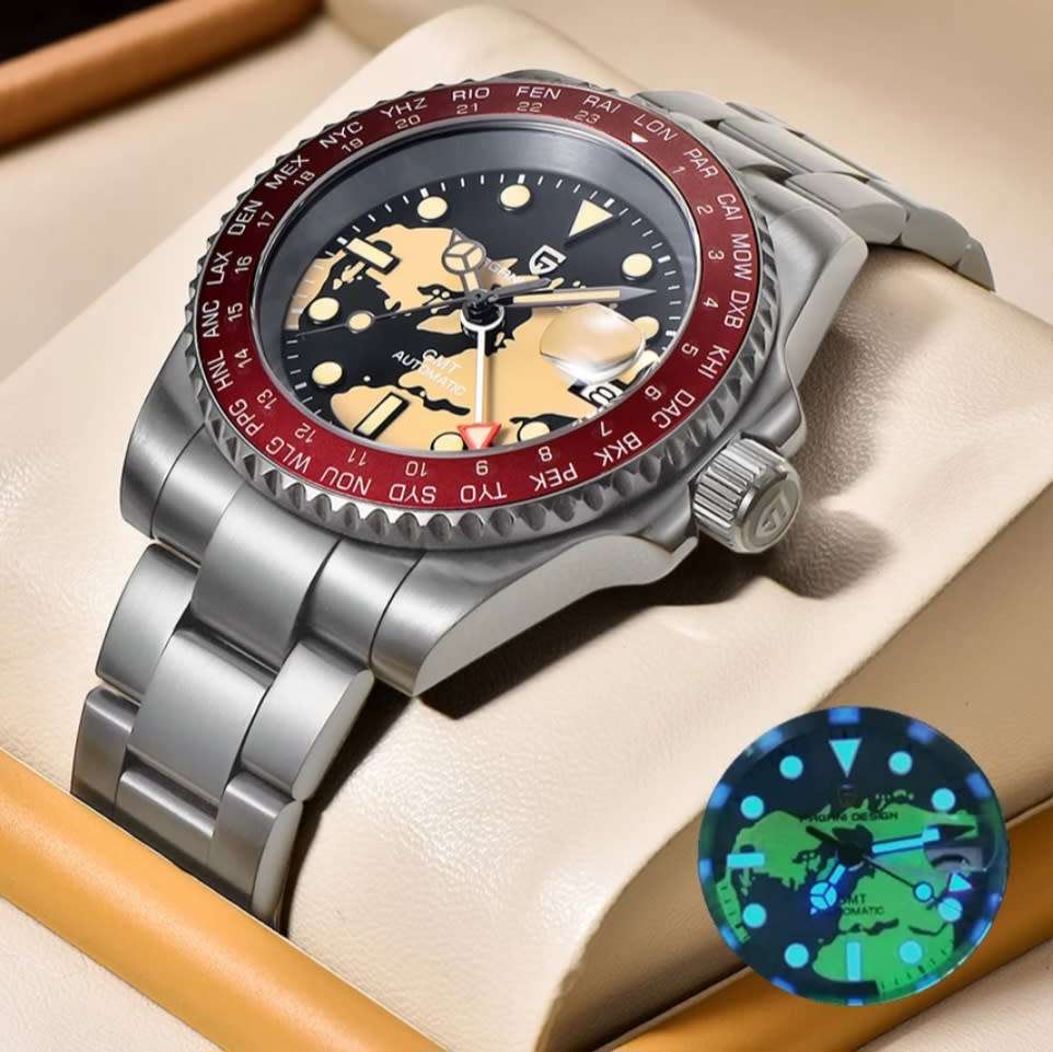 NEW!!-WORLDTIME GMT-2023 Pagani Design NH34A - SEIKO AUTOMATIC MVT 24 JEWELS