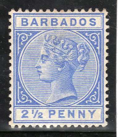 BARBADOS 1882 DEFIN 2,5d UNUSED (MINT NO GUM) SG 93. CAT 95 POUNDS.