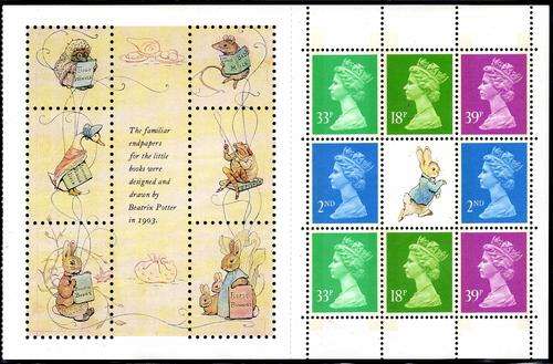 GREAT BRITAIN 1993 BEATRIC POTTER BOOKLET PANE U.M.M. SG X1012M. CAT 6 POUNDS.