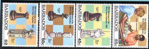 BARBADOS 1984 "CHESS FEDERATION" SET OF 4 U.M.M. SG 755-8. CAT 9 POUNDS.