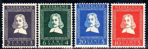 NETHERLANDS 1952 "VAN RIEBEECK" SET OF 4 U.M.M. SG 744-7. CAT 34,75 POUNDS.
