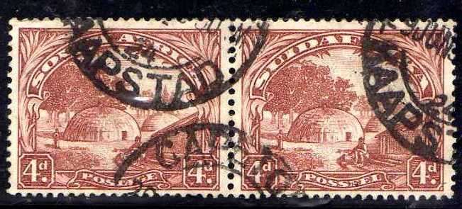 SOUTH AFRICA 1930-45 PRETORIA ROTO 4d PAIR. GOOD USED. SACC 47ae. CAT R200.