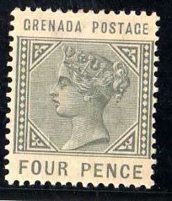 GRENADA 1883 4d GREYISH SLATE FINE MOUNTED MINT. SG 33. CAT 7,50 POUNDS.