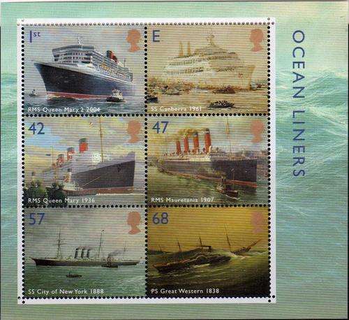 GREAT BRITAIN 2004 OCEAN LINERS M/S UNMOUNTED MINT. SG MS 2454. CAT 18 POUNDS.