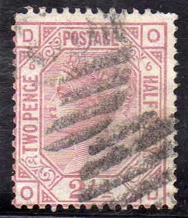 GREAT BRITAIN 1873-80 2,5d ROSY MAUVE PLATE 6 FINE USED. SG 141. CAT 80 POUNDS. (2018)