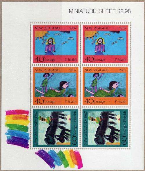 NEW ZEALAND 1987 HEALTH MINI SHEET UMM. SG MS 1436. CAT 5 POUNDS.
