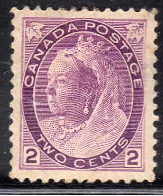 CANADA 1898-1902 2c PURPLE MOUNTED MINT (HEAVY HINGE). SG 154. CAT 27 POUNDS.