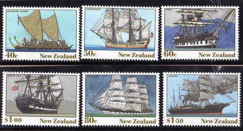 NEW ZEALAND 1990 "N.Z. HERITAGE SHIPS" SET OF 6 UMM. SG 1541-46. CAT 7,40 POUNDS.