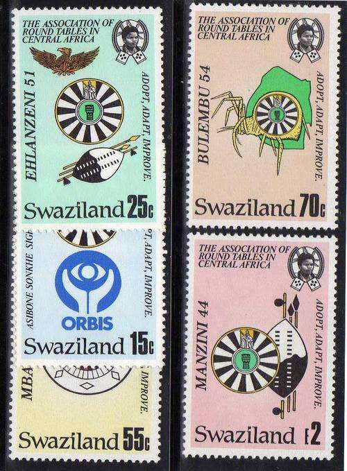 SWAZILAND 1986 "ROUND TABLE 50TH ANNIV" SET OF 5 UMM. SG 511-515. CAT 4,25 POUNDS.