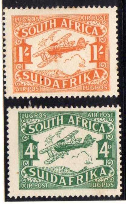 SOUTH AFRICA 1929 AIR MAIL SET OF 2 LMM(*). SACC/SG 40-41. CAT R230. (SACC 2015)