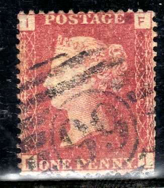 GREAT BRITAIN 1858-79 1d ROSE RED PLATE 136 USED. SG 43. CAT 22 POUNDS.