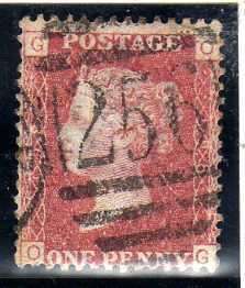 GREAT BRITAIN 1858-79 1d ROSE RED PLATE 198 FINE USED. SG 43. CAT 6,50 POUNDS.