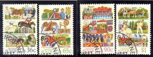 AUSTRALIA 1987 `AGRICULTURAL SHOWS` SET OF 4 VFU. SG 1054-57. CAT 7,70 GBP.