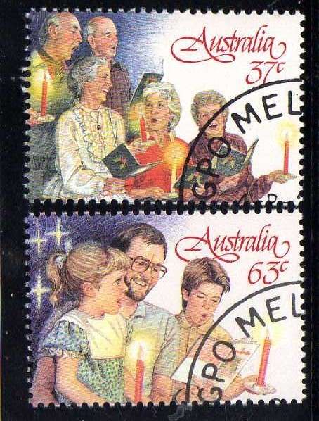 AUSTRALIA 1987 "CHRISTMAS" SET OF 7 VFU. SG 1098-1104. CAT 5,20 GBP.