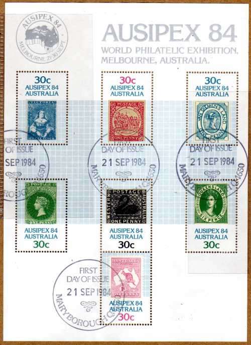 AUSTRALIA 1984 "AUSIPEX 84" MINI SHEET VFU. SG M/S 945. CAT 4,50 POUNDS.