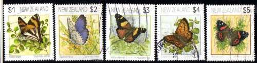 NEW ZEALAND 1991 "BUTTERFLIES" SET OF 5 FINE-VFU. SG 1635-44. CAT 12,85 POUNDS.