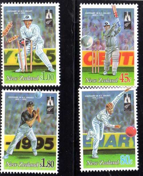NEW ZEALAND 1994 "N.Z CRICKET COUNCIL CENT" SET OF 4 UMM. SG 1850-53. CAT 6,85 POUNDS.