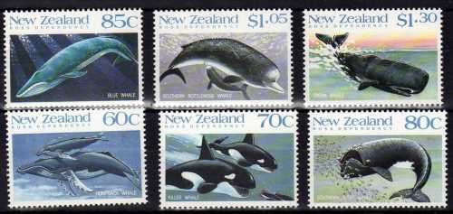 NEW ZEALAND 1988 "WHALES" SET OF 6 UMM. SG 1491-96. CAT 6,20 POUNDS.