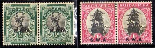 SOUTH WEST AFRICA 1930 ROTO SWA OVERPRINT SET OF 2 PAIRS MM(*). SACC 93-94. CAT R330. (SACC 2015)