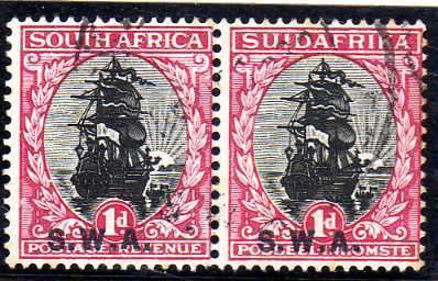 SOUTH WEST AFRICA 1930 ROTO SWA OVERPRINT 1d PAIR VERY FINE USED. SACC 94. CAT R220. (SACC 2015)