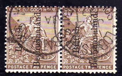BECHUANALAND 1891 C OF G HOPE O/PRINT READING UP 2d PAIR VFU. SACC 30. CAT R100.(2015)