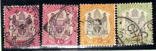 NYASALAND 1897 DEFIN 1d x 2, 2d & 6d FINE USED. SG 43, 44 & 46. CAT 8,75 POUNDS.