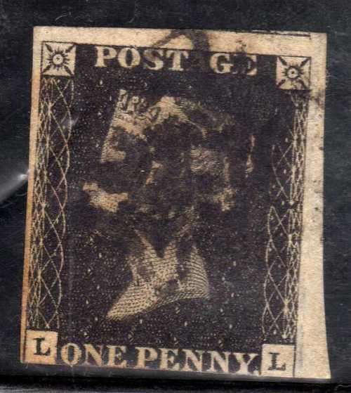 GREAT BRITAIN 1840 1d BLACK 3 GOOD MARGINS. HEAVY BLACK MALTESE CROSS. SG 2. CAT 375 POUNDS.