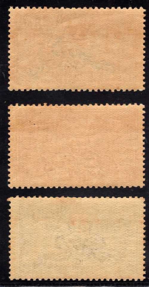 GREAT BRITAIN 1918-19 BRADBURY WILKINSON SEA HORSES SET OF 3 UMM. SG 415a-417. CAT 1950 POUNDS.