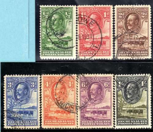 BECHUANALAND 1932 DEFINITIVE PART SET OF 7 VFU. 1/2d - 1/-. SACC 94-100. CAT R854. (SACC 2023-25)