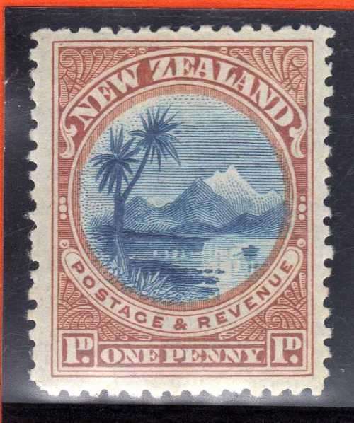 NEW ZEALAND 1898 DEFIN 1d BLUE AND YELLOW BROWN MOUNTED MINT. SG 247. CAT 6 POUNDS.