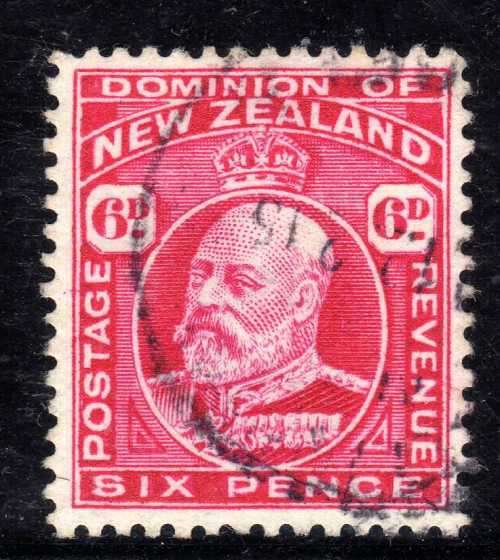 NEW ZEALAND 1909 DEFIN 6d CARMINE PERF 14 VERY FINE USED. SG 398. CAT 10 POUNDS.