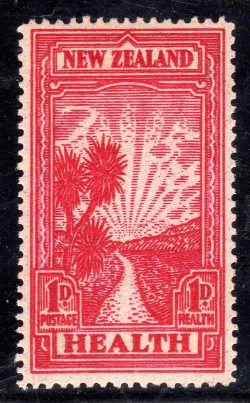 NEW ZEALAND 1933 HEALTH STAMP 1d + 1d LIGHTLY MOUNTED MINT. SG 553. CAT 16 POUNDS.