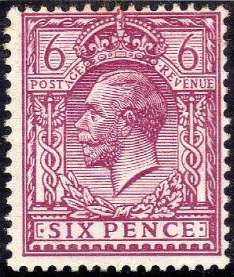 GREAT BRITAIN 1912-24 KGV DEFIN 6d REDDISH PURPLE LMM. SG 385. CAT 15 POUNDS.