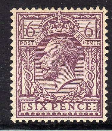 GREAT BRITAIN 1912-24 KGV DEFIN 6d DULL PURPLE LMM. SG 384. CAT 25 POUNDS.