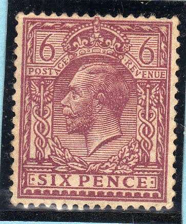 GREAT BRITAIN 1924-26 KGV DEFIN 6d REDDISH PURPLE MM. SG 426. CAT 12 POUNDS.