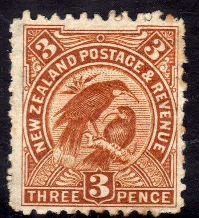 NEW ZEALAND 1898 DEFIN 3d YELLOW BROWN MOUNTED MINT. SG 251. CAT 27 POUNDS.