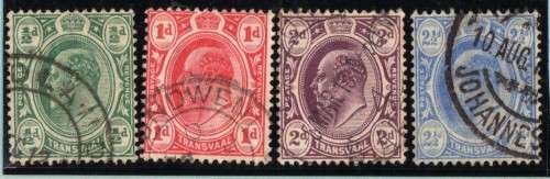 TRANSVAAL 1905-1909 KE VII DEFIN SET OF 4 VERY FINE USED. SACC 279-282. CAT R212.