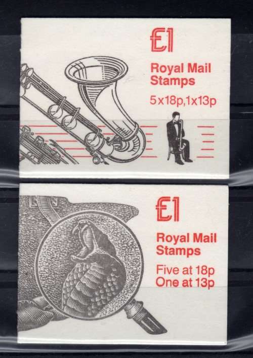 GREAT BRITAIN 1987 BASS CLARINET & THE ADVENTURE OF THE SPECKLED BAND BOOKLETS UMM. SG FH 7 & FH 10.