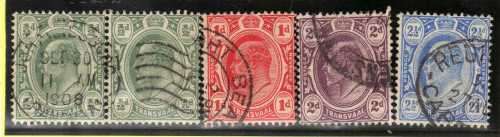TRANSVAAL 1905-1909 KE VII DEFIN SET OF 4 VFU. SACC 279-282. CAT R212.