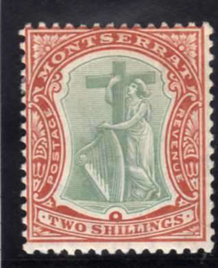 MONTSERRAT 1904-08 DEFIN 2/- VERY FINE MOUNTED MINT. SG 31. CAT 60 POUNDS.